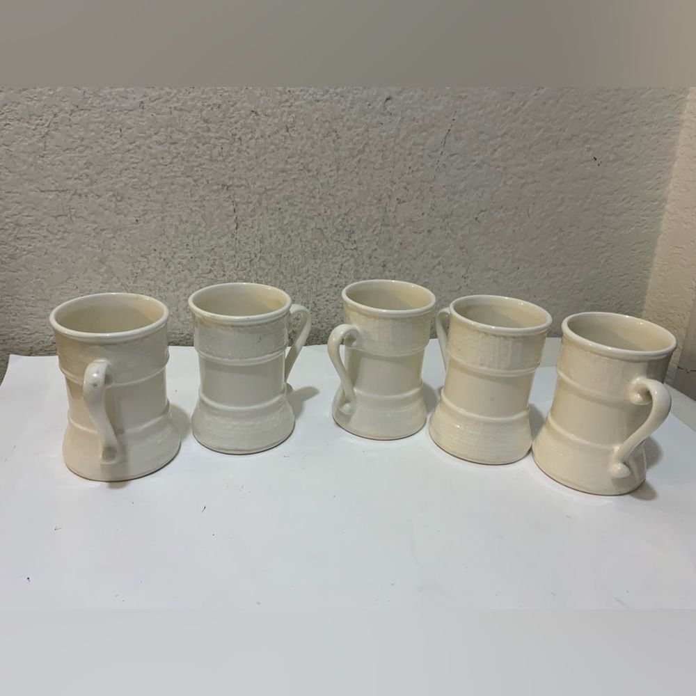 5 Vintage White  Glass  Coffee Mug Japan